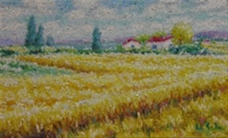 LA SALA MICHELE CAMPO DI GRANO OLIO SU TELA cm 27 x 42 Firma in basso a...