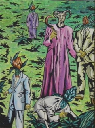 HAMLET SAUVAGE MAX GALLIPOLI 1950 FALCIATORE DI MITI, 1989 OLIO SU TELA cm 39...