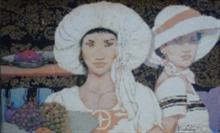 CIVITARESE GOFFREDO CHIETI 1936 SENZA TITOLO SERIGRAFIA SU BROCCATO cm 50 x...