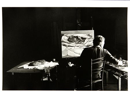 PINO SETTANNI (1949-2010) Guttuso nel suo studio anni '70 stampa alla...