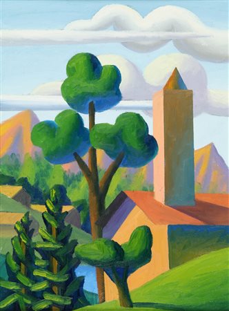 SALVO (1947-) Estate olio su cartone cm 40x30 firmato sul retro autentica...