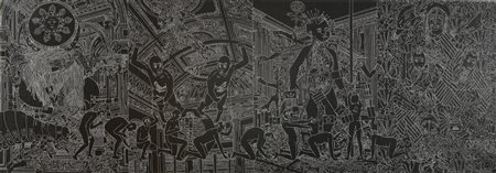 CANAVACCIUOLO MAURIZIO (1954-) Piccola processione in...1999 olio su tela cm...