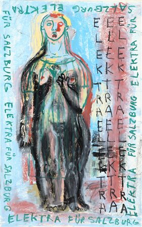 SANDRO CHIA (1946-) Elektra fur salzburg 1995 tecnica mista su carta cm...