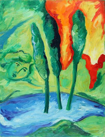 MIMMO GERMANA' (1944-1992) Senza titolo 1991 olio su tela cm 90x70 firmato e...