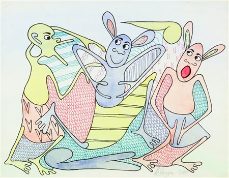 GEORGES LILANGA (1940-2005) Senza titolo 2000 tecnica mista su carta cm...