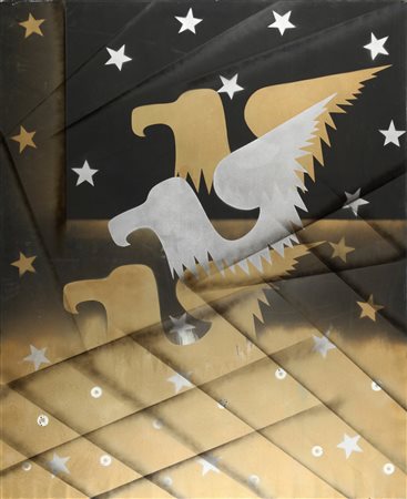 FRANCO ANGELI (1935-1988) Aquila con stella acrilico su tela cm 160x130...