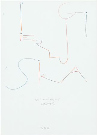 BRUNO MUNARI (1946-) A Pierluigi e Sira 1996 matite su carta cm 28x20...