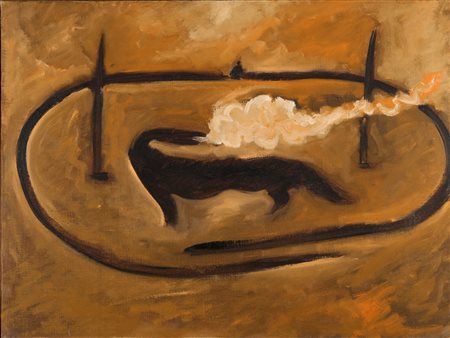 MARCO DEL RE (1950-) Senza titolo 1986 olio su tela cm 60x80 firmato e datato...