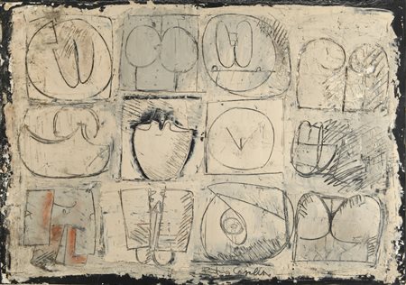 PIETRO CASCELLA (1921-2008) Studio 1965 tecnica mista su carta intelata cm...