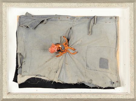 CLAUDIO CINTOLI (1935-1978) Visitatore 1972 stoffa e cima di nylon cm 47x65...