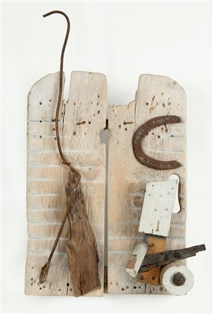 CLAUDIO CINTOLI (1935-1978) Lavandaia 1963 legno e ferro cm 70x43x21 firmato...