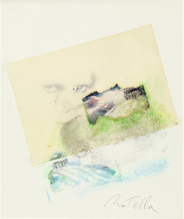 MIMMO ROTELLA (1918-2006) Senza titolo intervento manuale su base serigrafica...