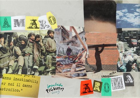 LAMBERTO PIGNOTTI (1926-) Amaro aroma 2009 collage su carta cm 35x50 firmato...