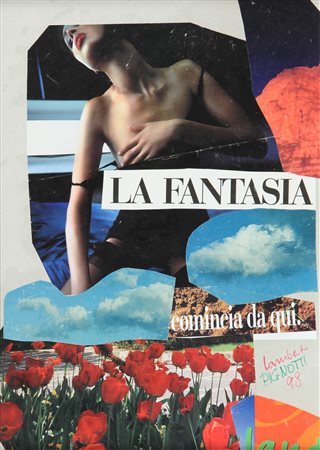 LAMBERTO PIGNOTTI (1926-) La fantasia comincia da qui 1998 collage su...