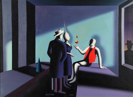 MARK KOSTABI (1960-) The eleventh hour 1997 olio su tela 70x100 firmato in...