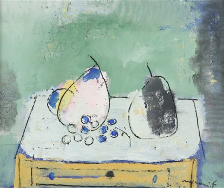 FRANCO ROGNONI (1913-1999) Natura morta anni 70 tecnica mista su carta...