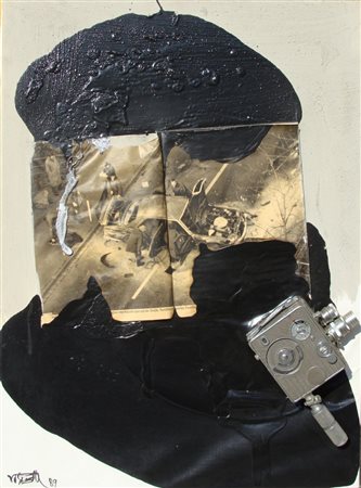 WOLF VOSTELL (1932-) Berlin 4 1989 olio collage oggetto e sabbia su tela cm...