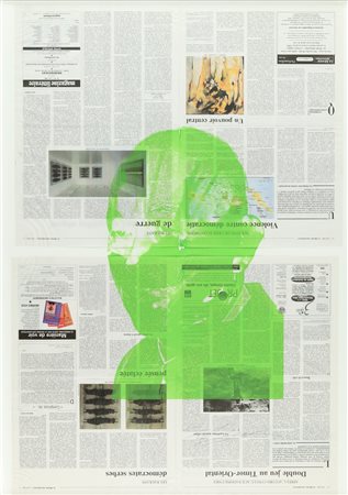 SHOZO SHIMAMOTO (1928-) senza titolo 1999 monotipo su giornale cm 100x70...