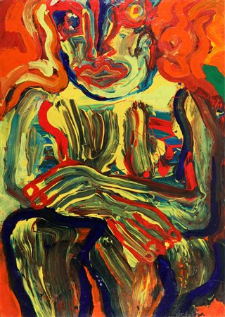 BENGT LINDSTROM (1925-2008) Le repos 1986 acrilico su cartone applicato su...