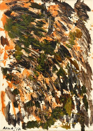 GIUSEPPE ALLOSIA (1910-1983) Senza titolo smalti su cartone cm 70x50 firmato...