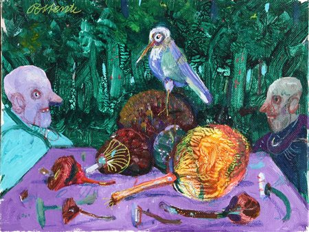 ANTONIO POSSENTI (1933-) Nel bosco olio su cartone telato cm. 15x20 firmato...