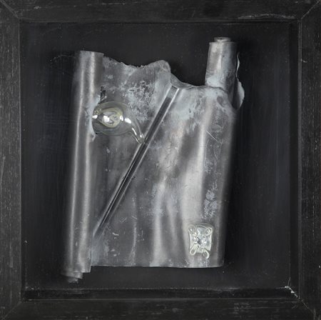 PIERGIORGIO COLOMBARA (1948-) Expiombo 1991 piombo e vetro cm 30x30x10...