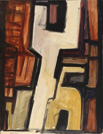 GUALTIERO NATIVI (1921-1999) Senza titolo 1957 tempera su carta intelata cm...