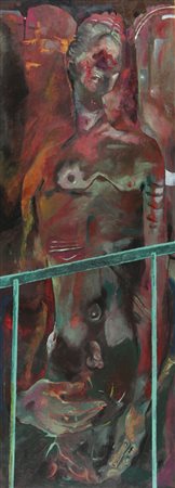 GIANNETTO FIESCHI (1921-) Ecce homo 1984 olio su cartone cm. 132,5x50 firmato...