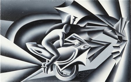 MARK KOSTABI (1960-) The rise on the vortex 2010 acrilico su tela cm 25x40...