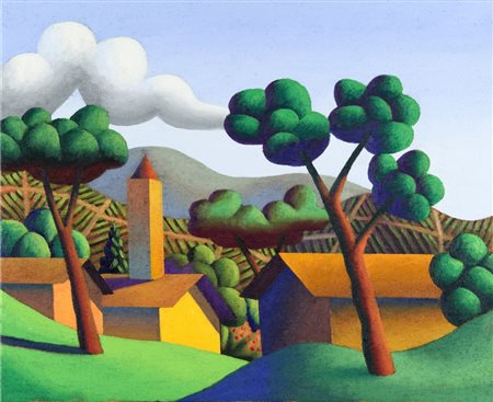 SALVO (1947-) La valle olio su tela cm 80x100 firmato sul retro autentica...