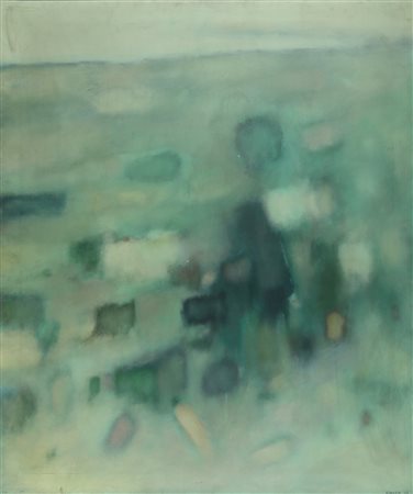 VINCENZO FRUNZO (1910-) Collina 1963 olio su tela cm 120x100 firmato e datato...