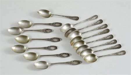 Quindici cucchiaini in argento, bolli 800, Stati Uniti, prima metà XX sec.