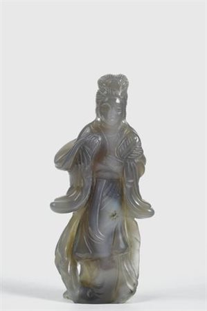 Figura femminile in agata intagliata, Cina, XVIII sec.
