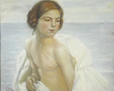Gino Piccioni (Foligno, 1873 - Biella, 1941) RAGAZZA Pastelli su carta, cm....