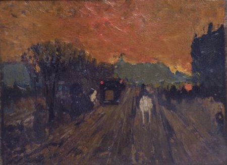 Attr. a Mosè Bianchi VEDUTA DI MILANO Olio su tela, cm. 27x37