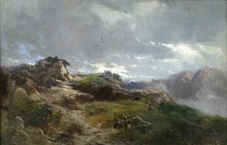 Eugenio Gignous (Milano, 1850 - 1906) TEMPORALE IMMINENTE Olio su tela, cm....