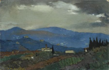 Antonio Maria Aspettati (Firenze, 1880 - 1949) PANORAMA ROSA Olio su tela...