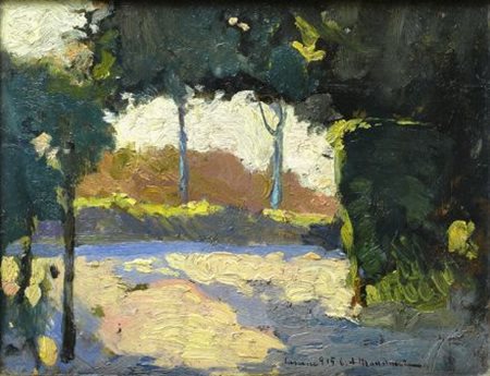 Cipriano Mannucci (Nizza, 1882 - Firenze, 1970) CASCINE, 1915 Olio su...