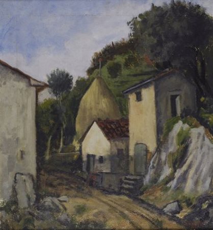 Alberto Caligiani (Grosseto, 1894 - Firenze, 1973) CASE E PAGLIAIO, 1938 Olio...