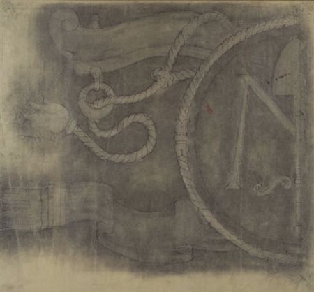 Galileo Chini (Firenze, 1873 - 1956) FRAMMENTO DI STEMMA Carboncino su carta...