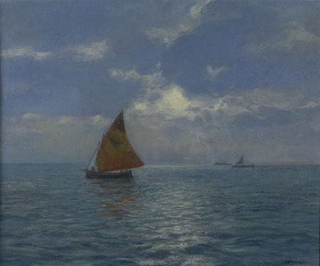 Carlo Passigli (Firenze, 1881 - 1953) MARINA Olio su compensato, cm. 42x52...