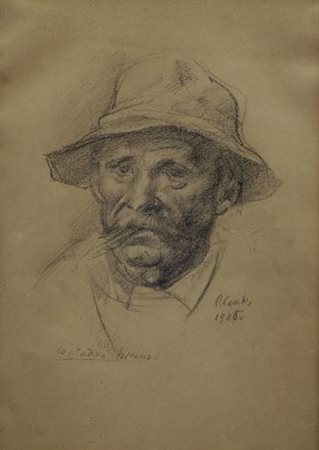 Primo Conti (Firenze, 1900 - Fiesole, 1988) CONTADINO TOSCANO, 1926 Matita su...