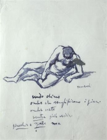 Orfeo Tamburi (Jesi, 1910 - Parigi, 1994) NUDO CHINO China su carta, cm....