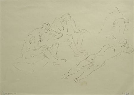 Felice Carena (Cumiana, 1879 - Venezia, 1966) FIGURE, 1958 China su carta,...