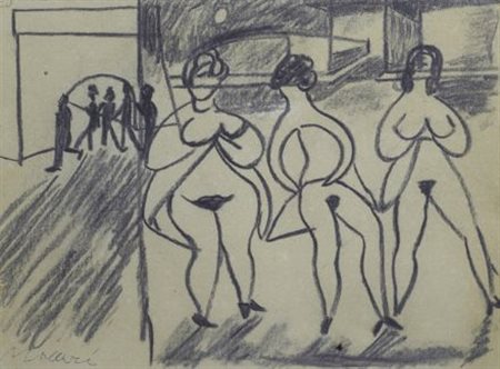 Mino Maccari (Siena, 1898 - Roma, 1989) FIGURE Carboncino su carta, cm....