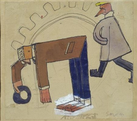 Mario Sironi (Sassari, 1885 - Milano, 1961) INGRANAGGIO Tempera su carta...