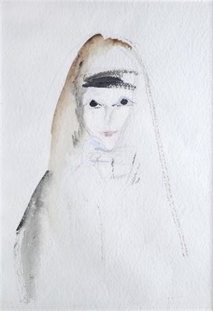 Ernesto Treccani (Milano, 1920 - 2009) DONNA Tecnica mista su carta, cm....