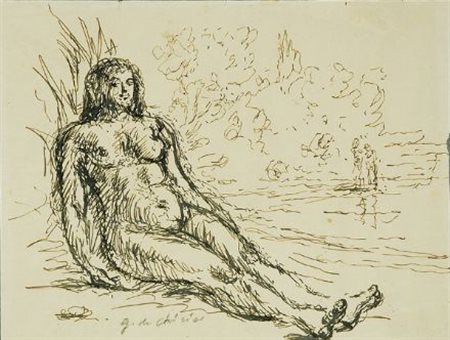 Giorgio de Chirico (Volos, 1888 - Roma, 1978) NUDO, 1948 China su carta, cm....
