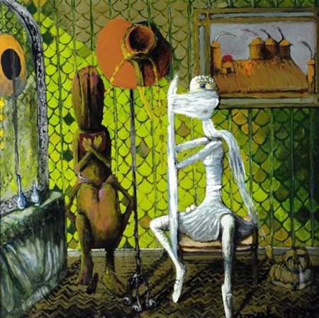 Sergio Vacchi (Castenaso, 1925) BALLERINA SEDUTA NELLA STANZA DEL TOTEM, 1992...