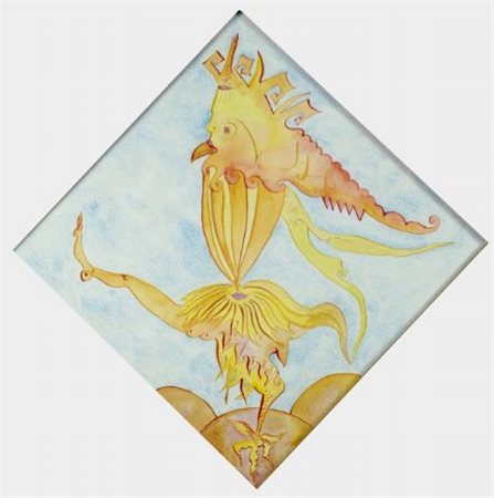 Luigi Ontani (Vergato, 1943) GALLANGELO GIALLO, (1994) Acquerello su carta,...